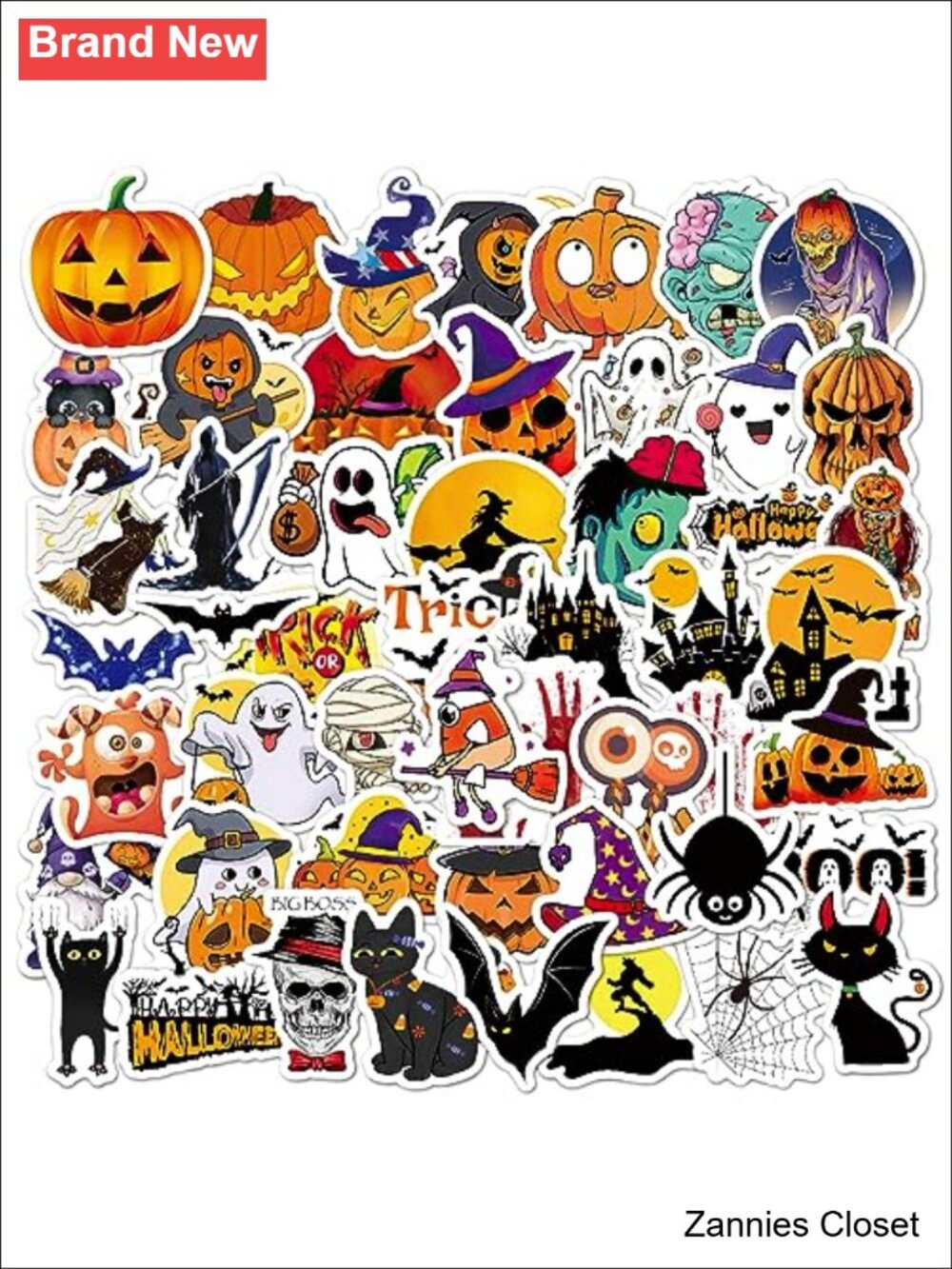 👻 50pc Non-Repeating Halloween Stickers Vinyl Waterproof Party Favors
